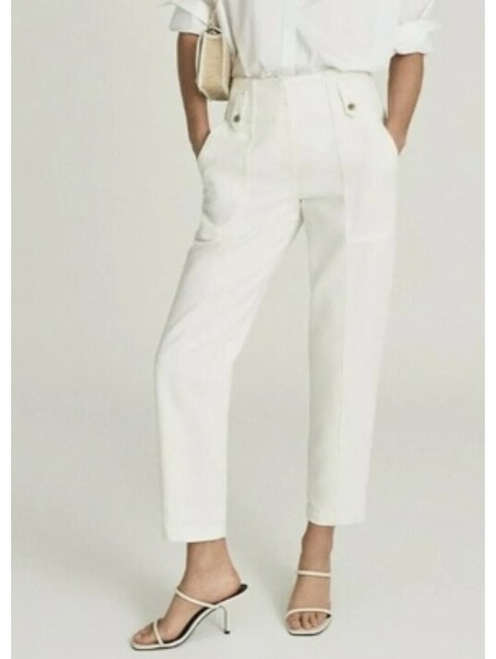 REISS Alana white cotton tapered jeans sz 6